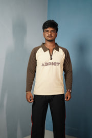 Men's Full Sleeve Polo T-Shirt ADDICT Printed-Sandal